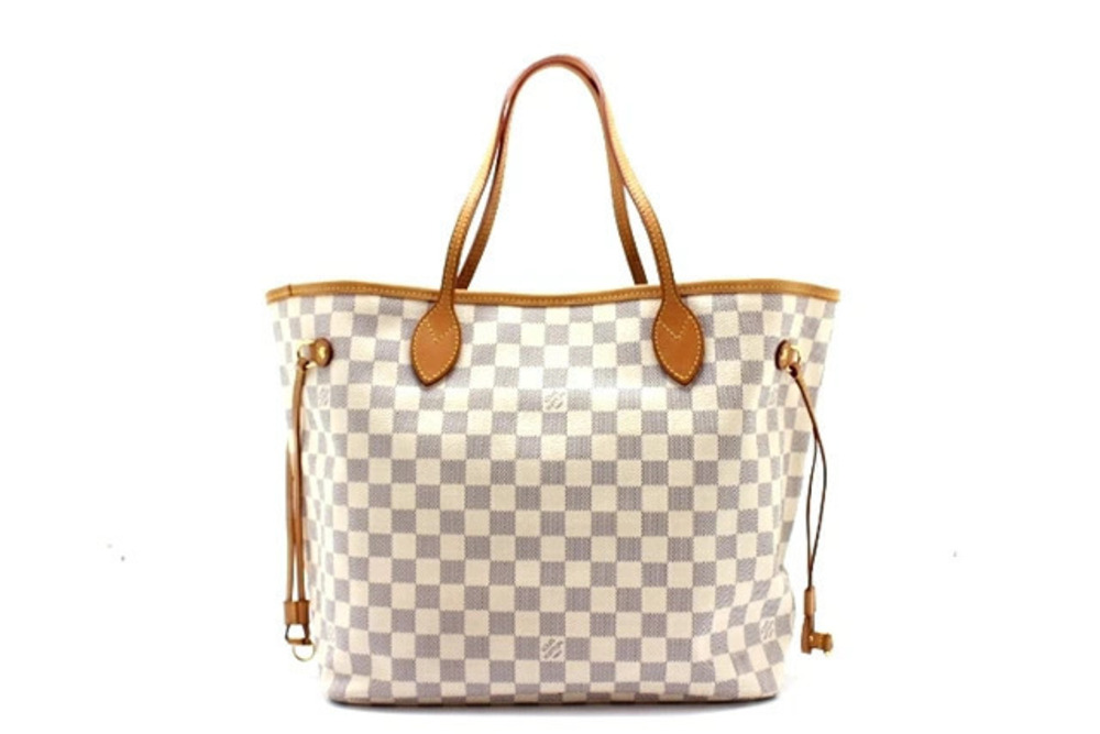 LOUIS VUITTON Neverfull Damier Azur White